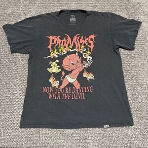 Broken Promises Mens Hot Stuff Devil‎ Graphic T Shirt Large Faded Black Cotton
